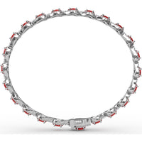 Pear-Shaped Ruby Bracelet with Diamond Halo Link Setting by Fana - 9.65 Carat Total Gemstone Weight