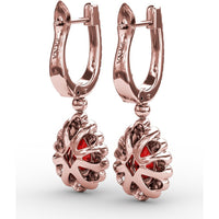 Pear-Shaped Ruby Drop Earrings with Diamond Halo and Pavé Details by Fana - 1.55 Carat Total Gemstone Weight