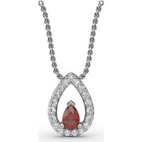 Pear-Shaped Ruby Halo Pendant with Pavé-Set Round Diamonds by Fana - 0.83 Carat Total Gemstone Weight