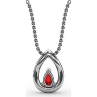 Pear-Shaped Ruby Halo Pendant with Pavé-Set Round Diamonds by Fana - 0.83 Carat Total Gemstone Weight