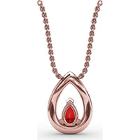 Pear-Shaped Ruby Halo Pendant with Pavé-Set Round Diamonds by Fana - 0.83 Carat Total Gemstone Weight