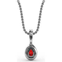 Pear-Shaped Ruby Pendant with Diamond Halo and Pavé Bail by Fana - 0.65 Carat Total Ruby Weight