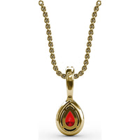 Pear-Shaped Ruby Pendant with Diamond Halo and Pavé Bail by Fana - 0.65 Carat Total Ruby Weight