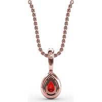Pear-Shaped Ruby Pendant with Diamond Halo and Pavé Bail by Fana - 0.65 Carat Total Ruby Weight