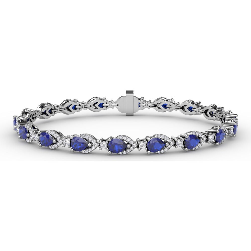 Pear-Shaped Sapphire and Diamond Halo Bracelet by Fana - 7.92 Carat Total Gemstone Weight