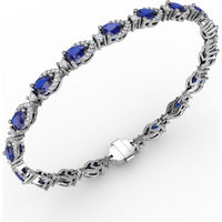 Pear-Shaped Sapphire and Diamond Halo Bracelet by Fana - 7.92 Carat Total Gemstone Weight