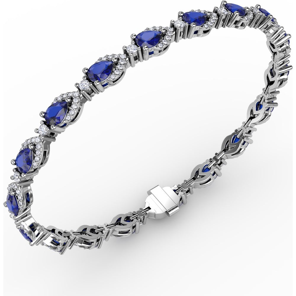 Pear-Shaped Sapphire and Diamond Halo Bracelet by Fana - 7.92 Carat Total Gemstone Weight
