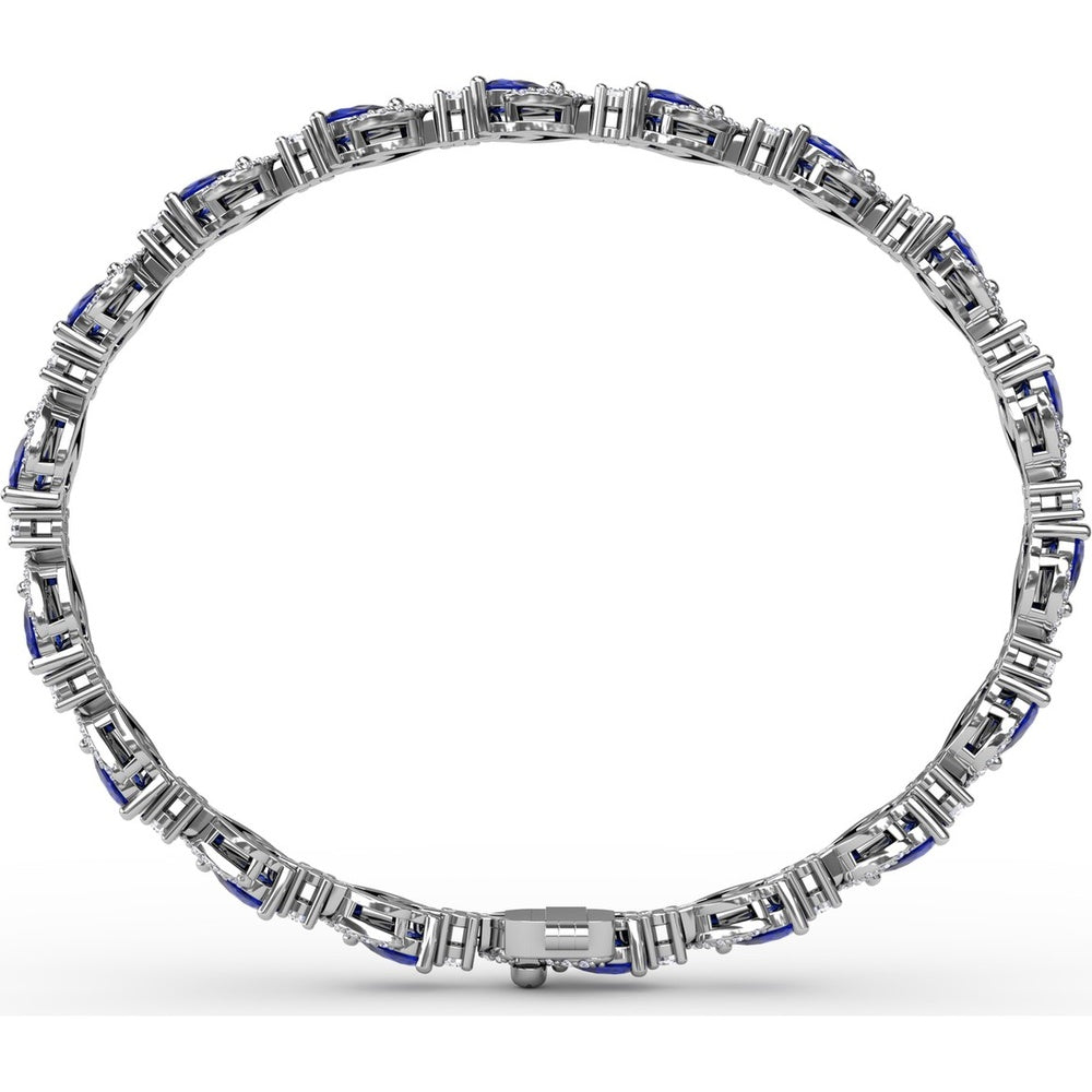 Pear-Shaped Sapphire and Diamond Halo Bracelet by Fana - 7.92 Carat Total Gemstone Weight