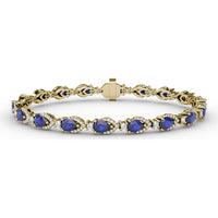 Pear-Shaped Sapphire and Diamond Halo Bracelet by Fana - 7.92 Carat Total Gemstone Weight