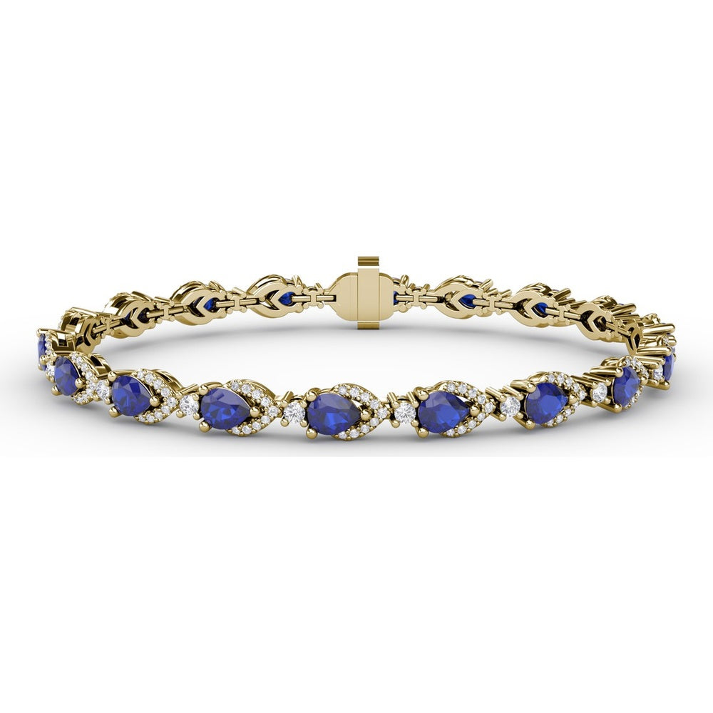 Pear-Shaped Sapphire and Diamond Halo Bracelet by Fana - 7.92 Carat Total Gemstone Weight