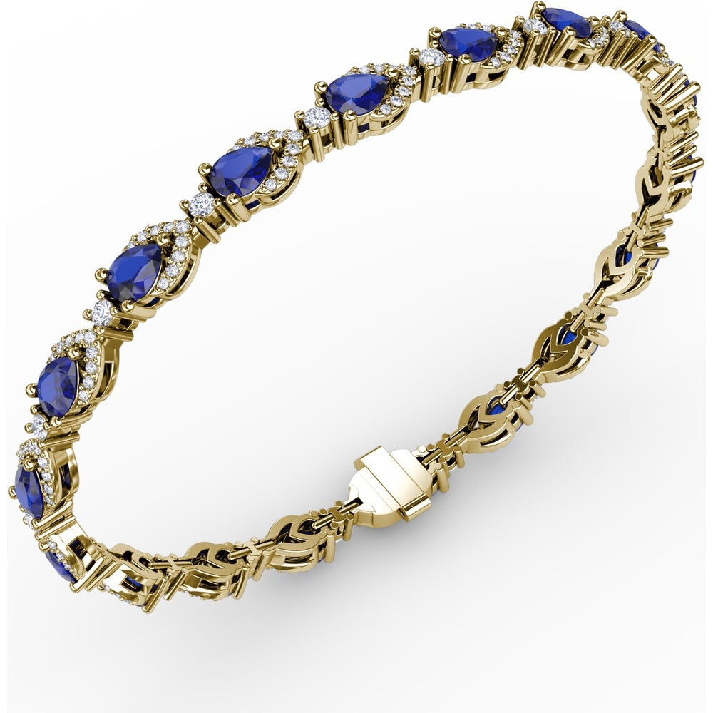 Pear-Shaped Sapphire and Diamond Halo Bracelet by Fana - 7.92 Carat Total Gemstone Weight