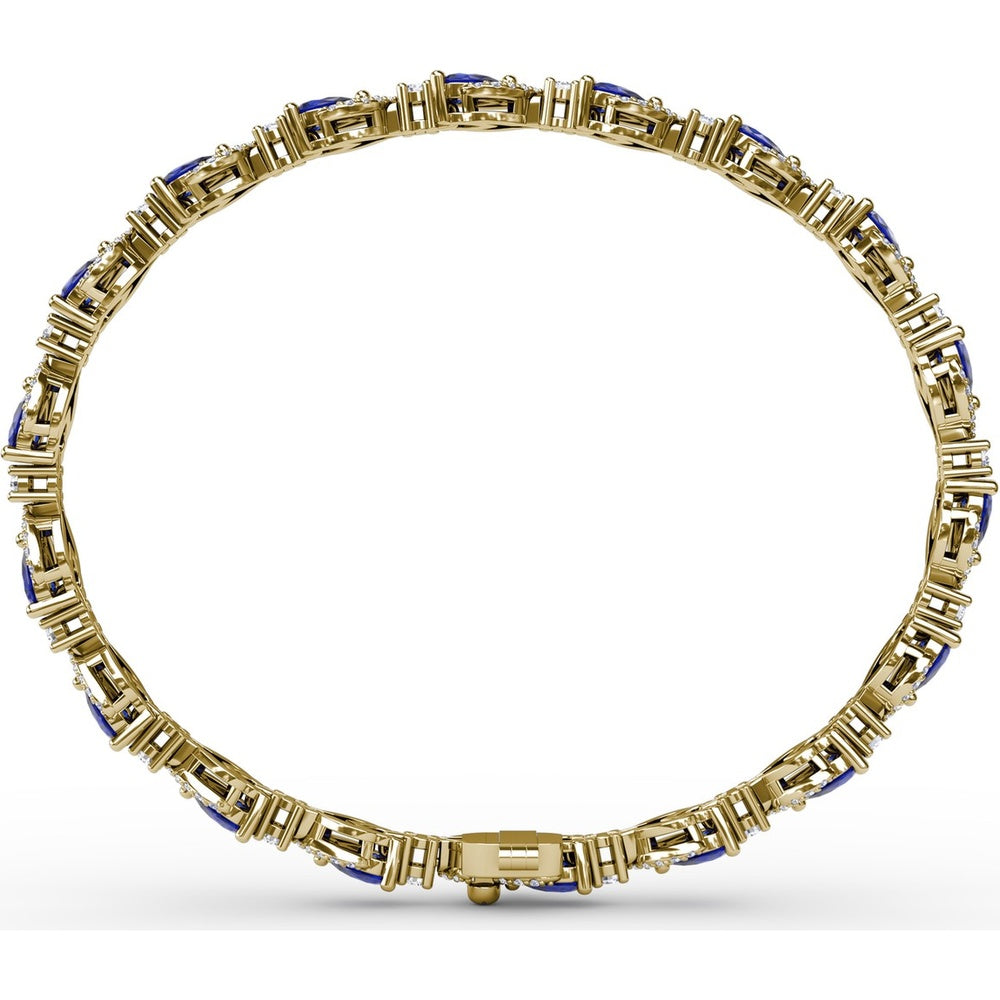 Pear-Shaped Sapphire and Diamond Halo Bracelet by Fana - 7.92 Carat Total Gemstone Weight