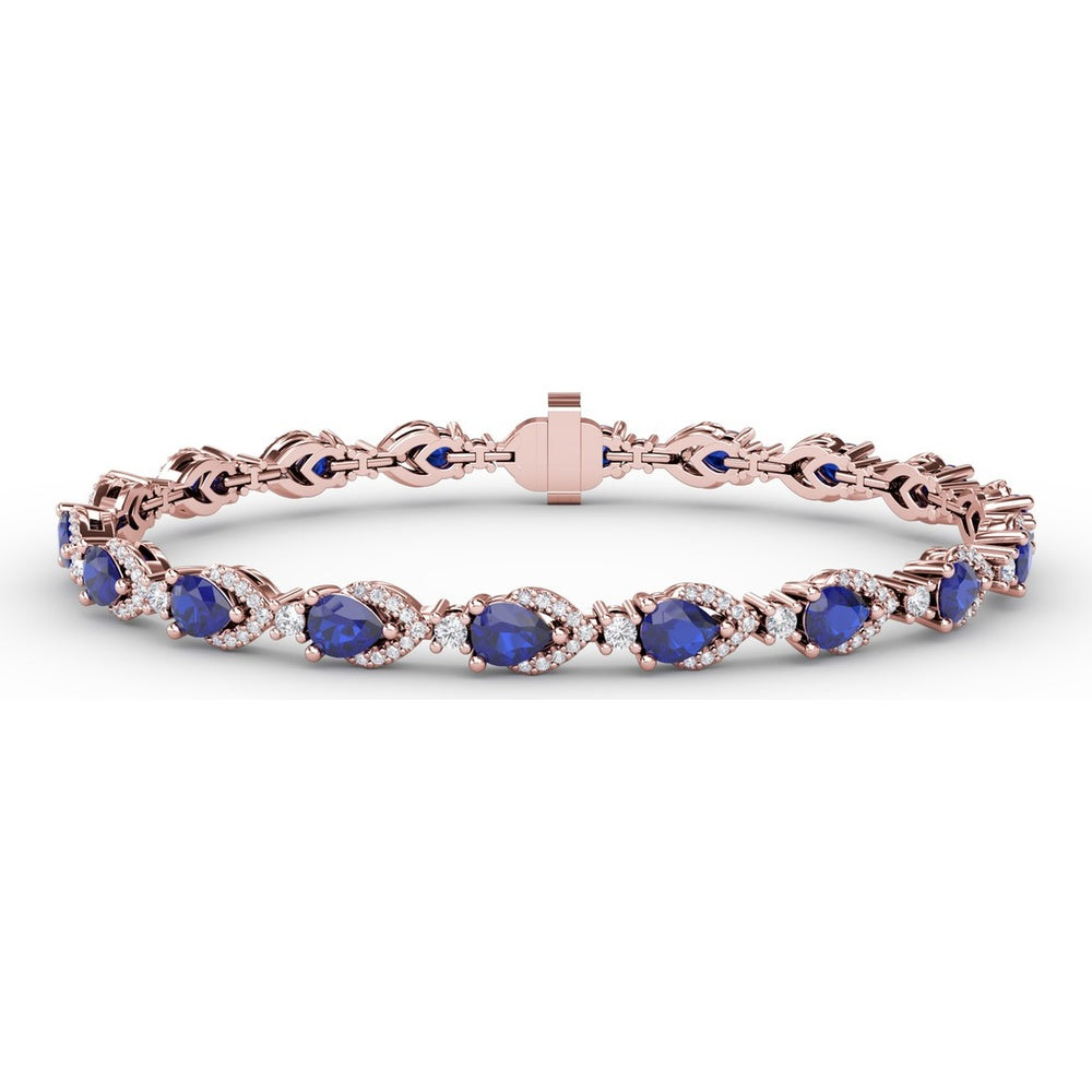 Pear-Shaped Sapphire and Diamond Halo Bracelet by Fana - 7.92 Carat Total Gemstone Weight