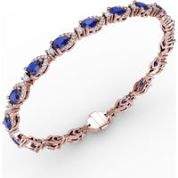 Pear-Shaped Sapphire and Diamond Halo Bracelet by Fana - 7.92 Carat Total Gemstone Weight