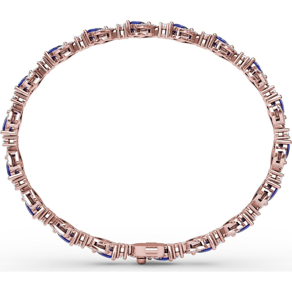 Pear-Shaped Sapphire and Diamond Halo Bracelet by Fana - 7.92 Carat Total Gemstone Weight