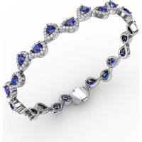 Pear-Shaped Sapphire and Diamond Halo Link Bracelet by Fana - 7.16 Carat Total Gemstone Weight