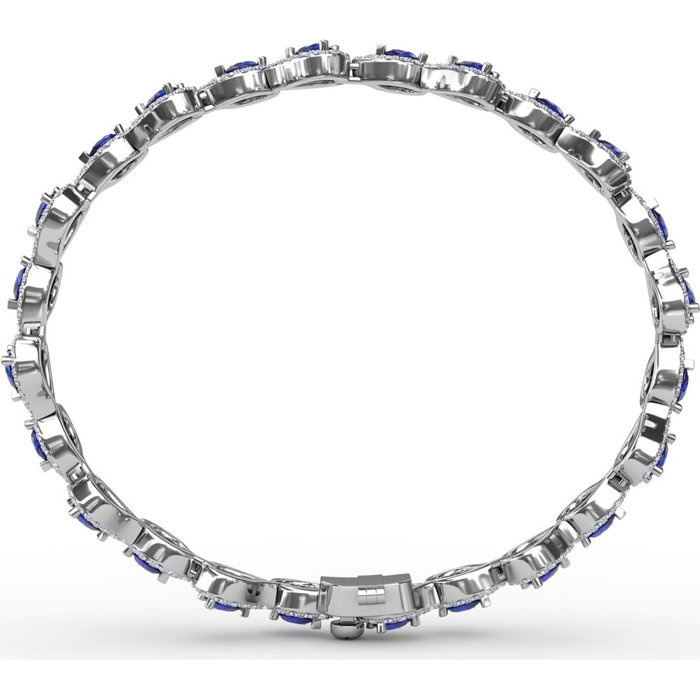 Pear-Shaped Sapphire and Diamond Halo Link Bracelet by Fana - 7.16 Carat Total Gemstone Weight
