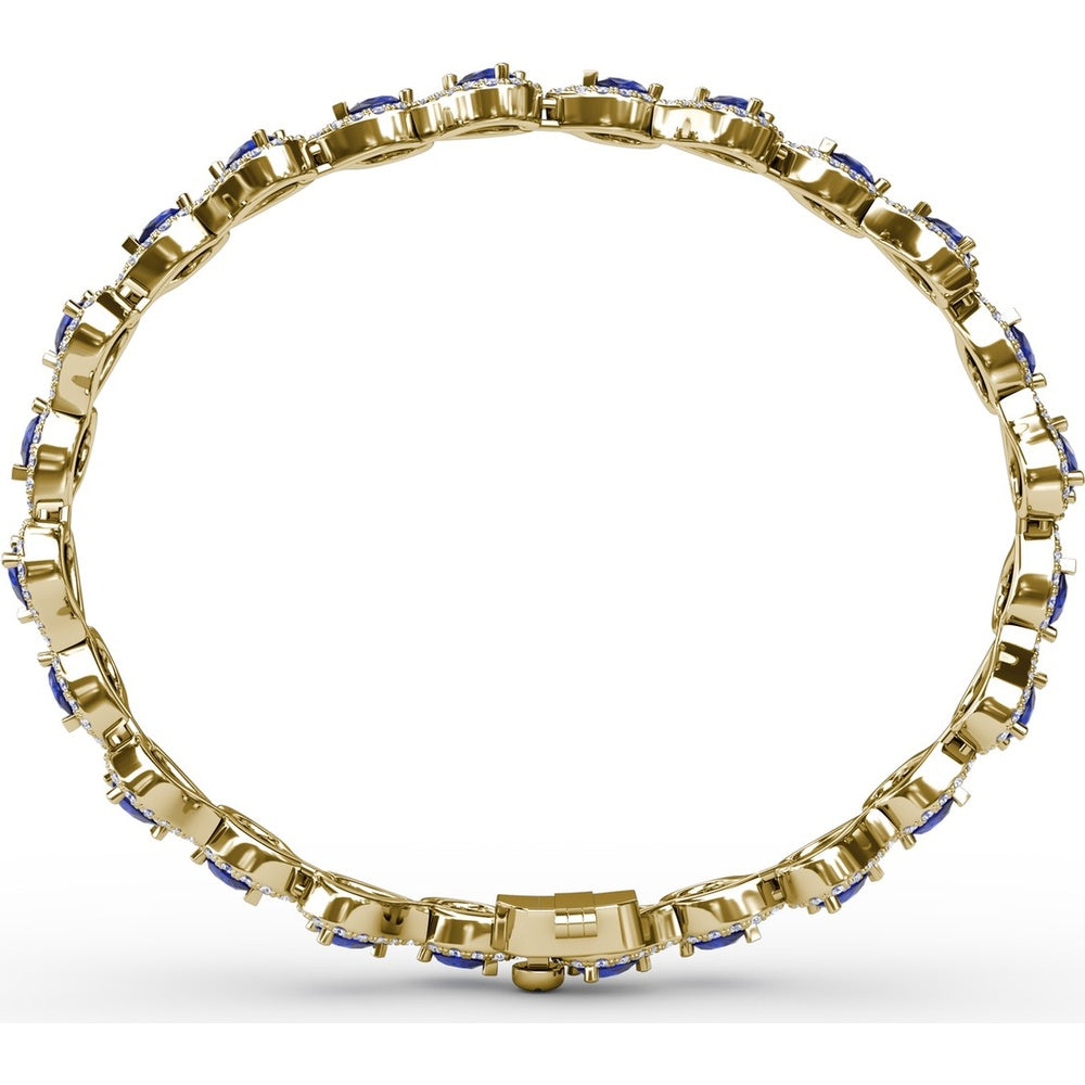 Pear-Shaped Sapphire and Diamond Halo Link Bracelet by Fana - 7.16 Carat Total Gemstone Weight