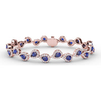 Pear-Shaped Sapphire and Diamond Halo Link Bracelet by Fana - 7.16 Carat Total Gemstone Weight