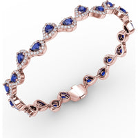 Pear-Shaped Sapphire and Diamond Halo Link Bracelet by Fana - 7.16 Carat Total Gemstone Weight