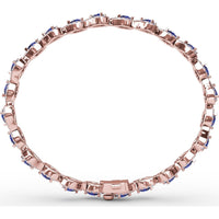 Pear-Shaped Sapphire and Diamond Halo Link Bracelet by Fana - 7.16 Carat Total Gemstone Weight
