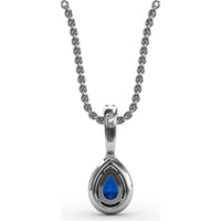 Pear-Shaped Sapphire and Diamond Halo Statement Pendant with Pavé Bail by Fana - 0.65 Carat Total Gemstone Weight