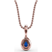 Pear-Shaped Sapphire and Diamond Halo Statement Pendant with Pavé Bail by Fana - 0.65 Carat Total Gemstone Weight