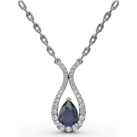 Pear-Shaped Sapphire and Diamond Teardrop Pendant by Fana - 1.03 Carat Total Gemstone Weight