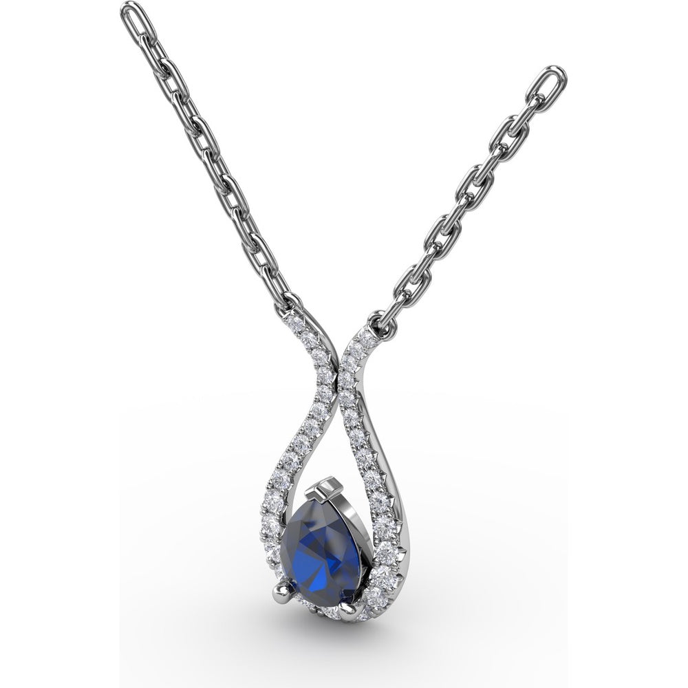 Pear-Shaped Sapphire and Diamond Teardrop Pendant by Fana - 1.03 Carat Total Gemstone Weight