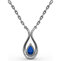 Pear-Shaped Sapphire and Diamond Teardrop Pendant by Fana - 1.03 Carat Total Gemstone Weight