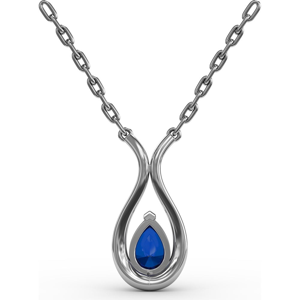 Pear-Shaped Sapphire and Diamond Teardrop Pendant by Fana - 1.03 Carat Total Gemstone Weight