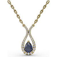 Pear-Shaped Sapphire and Diamond Teardrop Pendant by Fana - 1.03 Carat Total Gemstone Weight