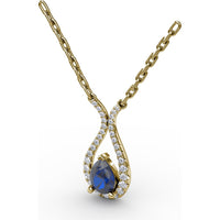 Pear-Shaped Sapphire and Diamond Teardrop Pendant by Fana - 1.03 Carat Total Gemstone Weight