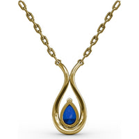Pear-Shaped Sapphire and Diamond Teardrop Pendant by Fana - 1.03 Carat Total Gemstone Weight