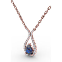 Pear-Shaped Sapphire and Diamond Teardrop Pendant by Fana - 1.03 Carat Total Gemstone Weight