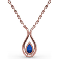 Pear-Shaped Sapphire and Diamond Teardrop Pendant by Fana - 1.03 Carat Total Gemstone Weight