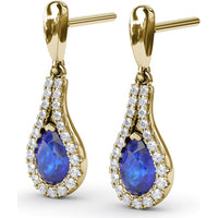 Pear-Shaped Sapphire Drop Earrings with Pavé Diamond Wrap by Fana - 1.60 Carat Total Gemstone Weight