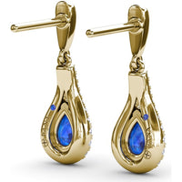 Pear-Shaped Sapphire Drop Earrings with Pavé Diamond Wrap by Fana - 1.60 Carat Total Gemstone Weight