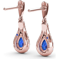 Pear-Shaped Sapphire Drop Earrings with Pavé Diamond Wrap by Fana - 1.60 Carat Total Gemstone Weight