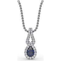 Pear-Shaped Sapphire Pendant with Diamond Halo by Fana - 0.73 Carat Total Gemstone Weight