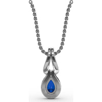 Pear-Shaped Sapphire Pendant with Diamond Halo by Fana - 0.73 Carat Total Gemstone Weight