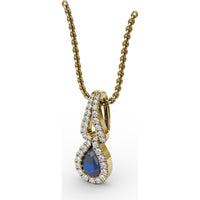 Pear-Shaped Sapphire Pendant with Diamond Halo by Fana - 0.73 Carat Total Gemstone Weight