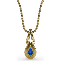 Pear-Shaped Sapphire Pendant with Diamond Halo by Fana - 0.73 Carat Total Gemstone Weight