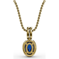 Pendant with Oval Sapphire and Diamond Halo by Fana - 0.81 Carat Total Gemstone Weight