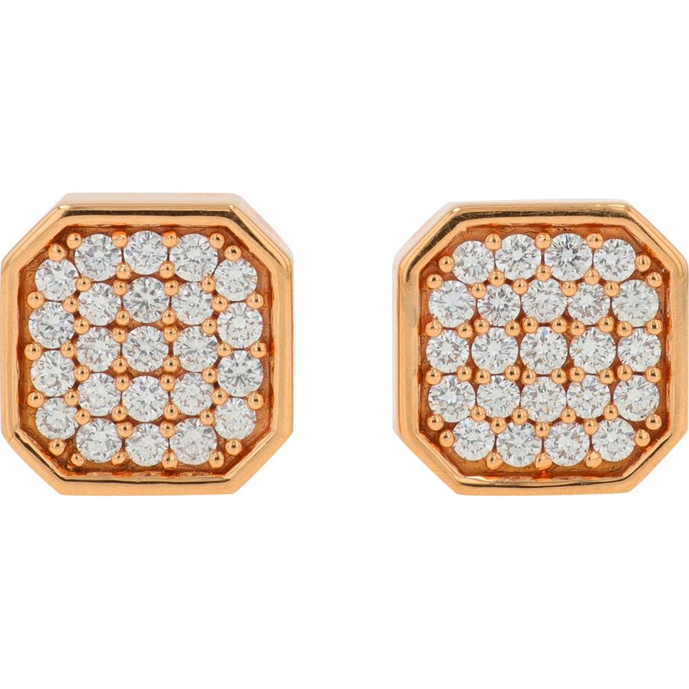 Penny Preville 18K Rose Gold Octagon Diamond Cluster Stud Earrings with Pavé - Set Round Diamonds - 0.42 Carat Total Diamond Weight