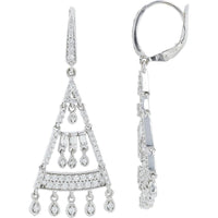 Penny Preville 18K White Gold Diamond Geometric Chandelier Drop Earrings with Baguette and Bezel Teardrop Dangles - 1.45 Carat Total Diamond Weight