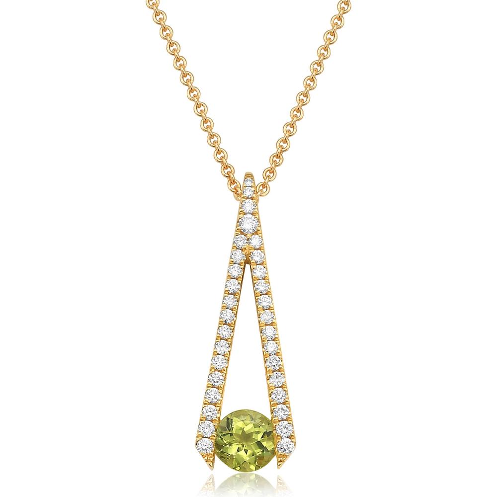 Peridot and Diamond Omakase Necklace in 18K Yellow Gold by Charles Krypell