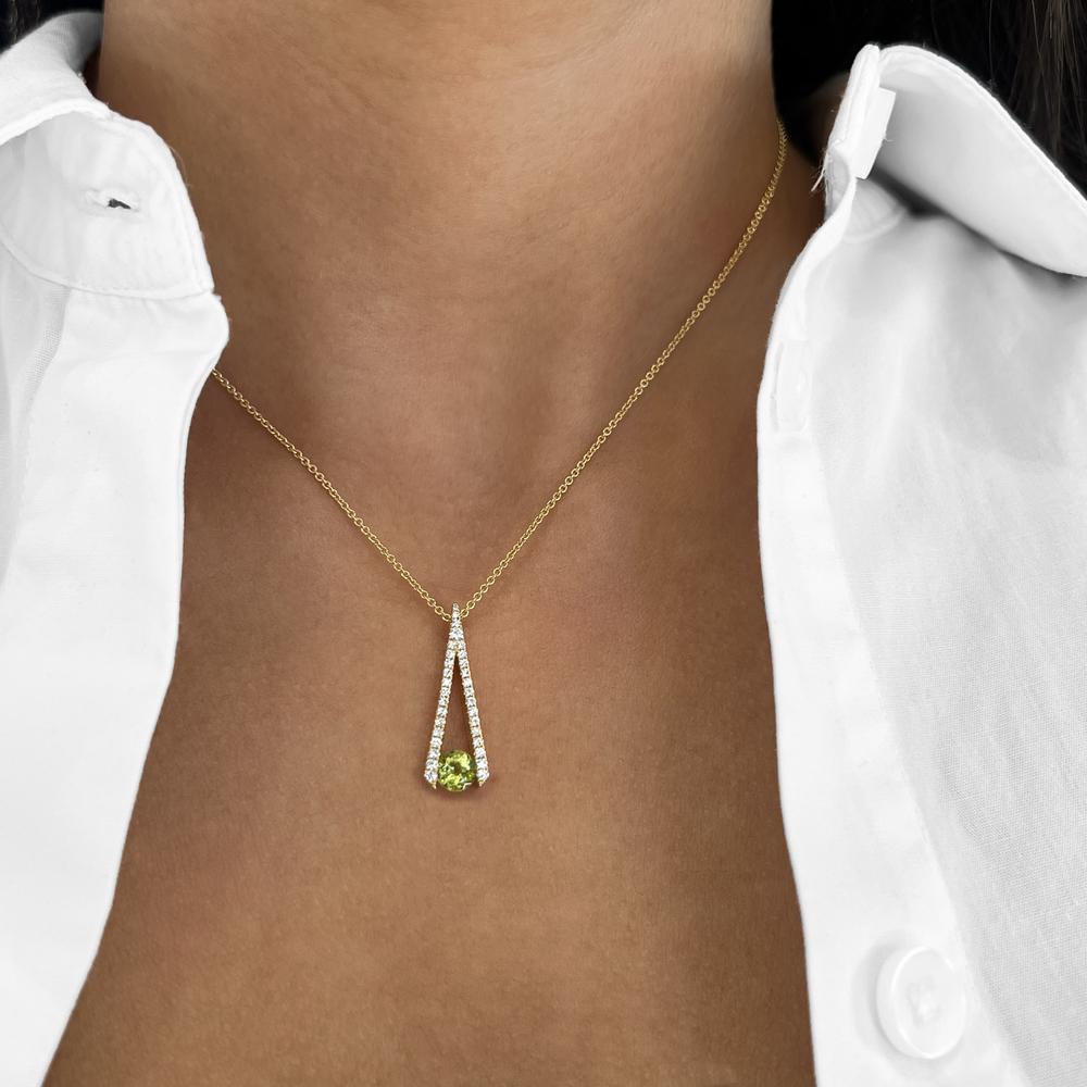Peridot and Diamond Omakase Necklace in 18K Yellow Gold by Charles Krypell