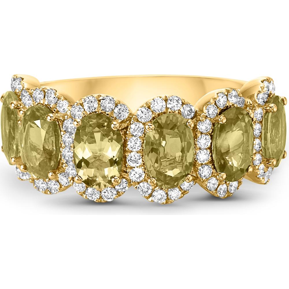 Peridot and Diamond Overlap Band Ring in 18K Yellow Gold by Charles Krypell