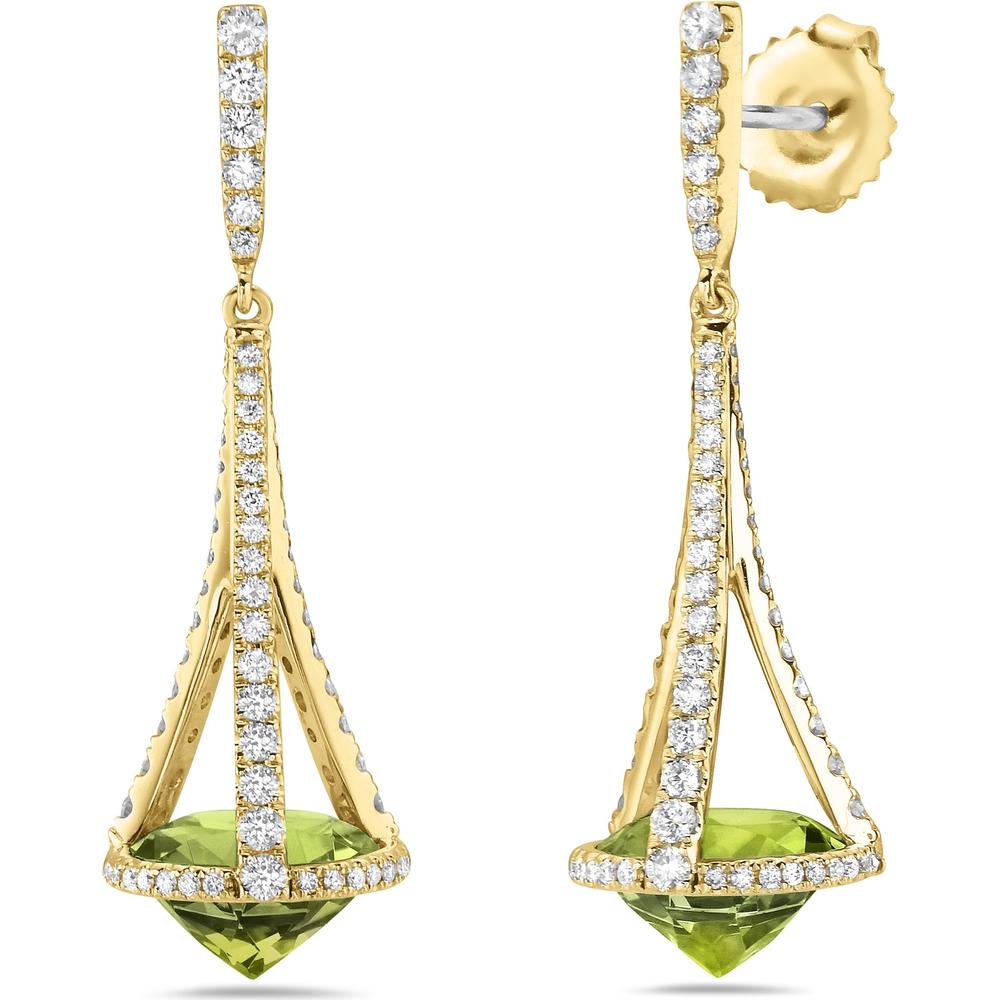 Peridot and Diamond Paris Earrings in 18K Yellow Gold by Charles Krypell